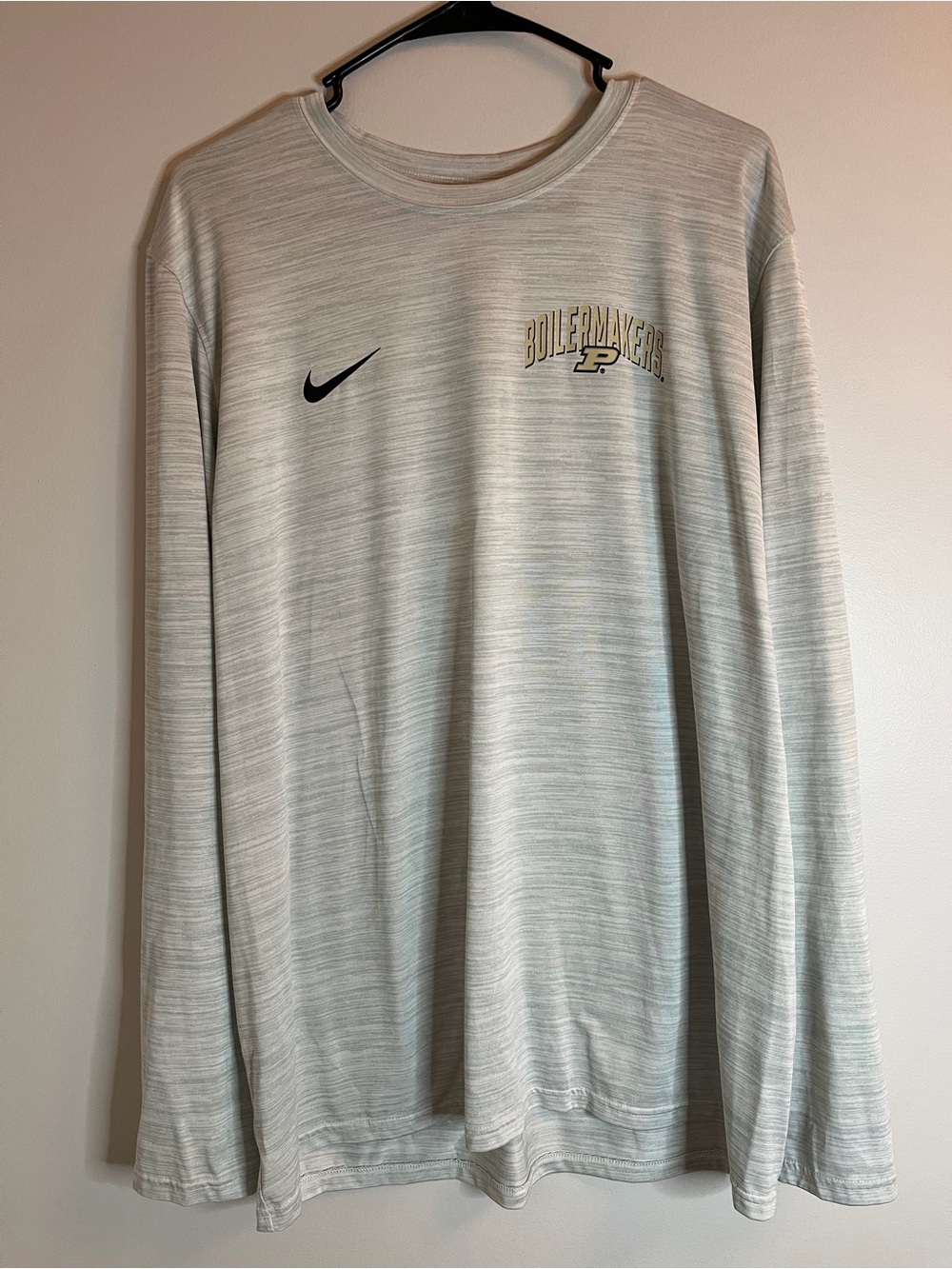 Nike Purdue Boilermakers Long Sleeve Dri-Fit T-Shirt Tee Light Gray Men’s XL